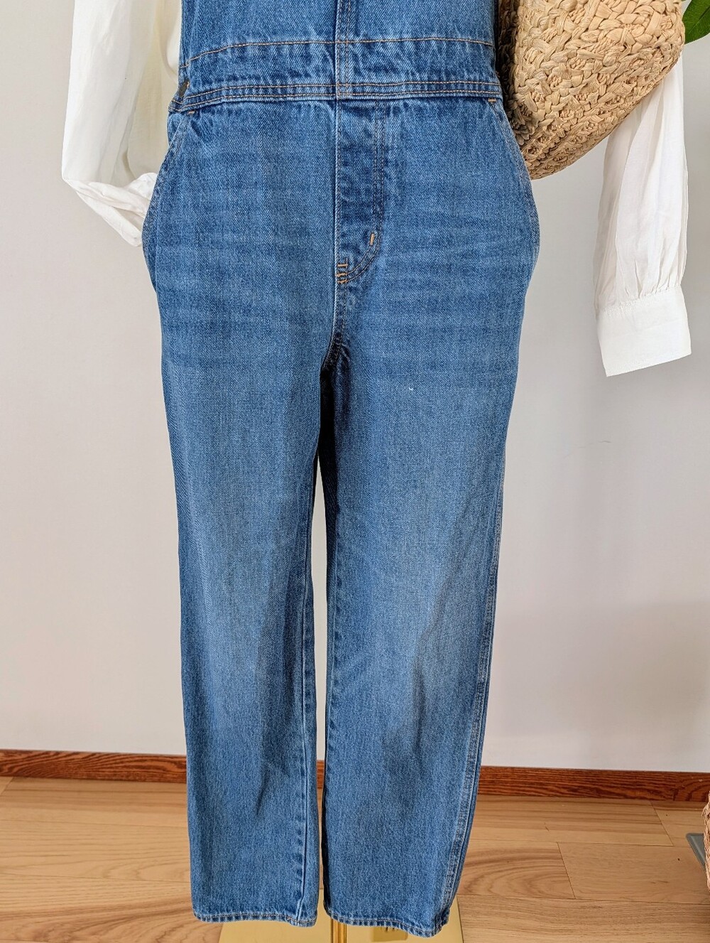 Old Navy Floral Embroidered Denim Overalls - 4 - Picture 4 of 12